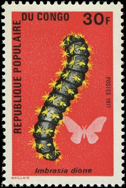 Congo 1971 Sc 251-256 caterpillars $20