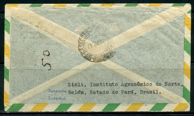 BRAZIL BELEM PR 9/18/46 R-AIR MAIL COVER TO GUTENBERG AS SHOWN 3