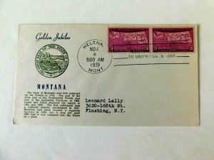 US #858 First Day Cover Montana 50thAnniv Statehood, Helena MT cancel, Nov 1939