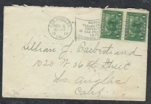 UNITED STATES 1913 1CX2  PAN PACIFIC  ON SLOGAN CANCEL COVER   P0309A H