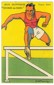 P3453 - FRANCE 1924 PARIS OLYMPIC GAMES. BEAUTIFUL POST CARD, HURDLES RUNNING.-