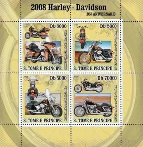 S. TOME & PRINCIPE 2008 - Motorcycles Harley Davidson 4v