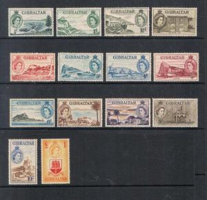 Gibraltar 1953 QEII SG 145-158 set of 14 MNH