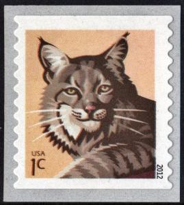 SC#4672 1¢ Bobcat Coil Single (2012) SA