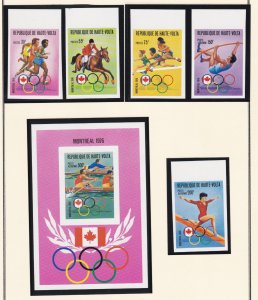 Burkina Faso # 390-392, C231-232, C233  Montreal Olympics,  IMPERF, Mint NH