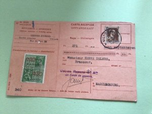 Belgium Parcel Receipt with 1938  Tax revenue stamps card Ref 66315