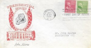 1938 Prexie FDC, #806, 2c John Adams, Cachet Craft