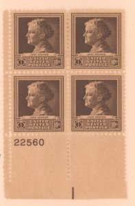 United States, Scott #878, MH, Plate Block 4