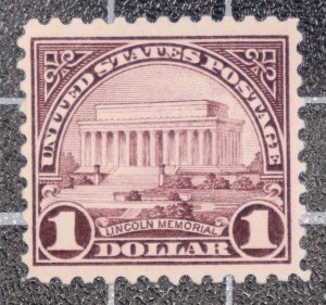 Scott 571 - $1.00 Lincoln Memorial - OG MH - Nice Stamp - SCV - $35.00