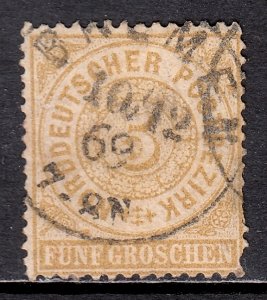 North German Confederation - Scott #18 - Used - Pulled perfs, thinning - SCV $10