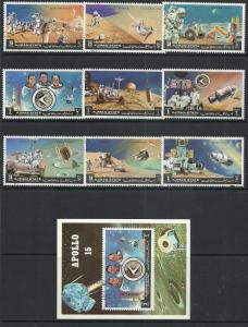 SHH UAE Ajman -  lot # 59 Space Apollo 15 Used set + MS