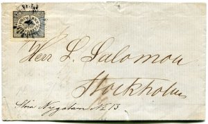 Postal history: Sweden 1LX1 stamp of city postage letter, 1856-1862.