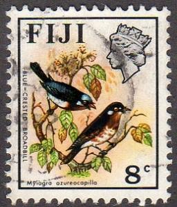 Fiji 311 - Used - 8c Blue-crested Broadbill (1971) (cv $0.35)