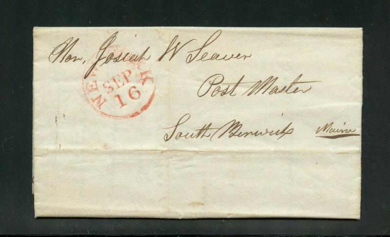 UNITED STATES 1835  NEW YORK  STAMPLESS  COVER TO MAINE