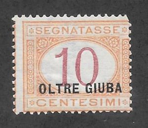 OLTRE GIUBA Scott J2 Mint 10c O/P Postage Due stamp 2017 CV $24.00