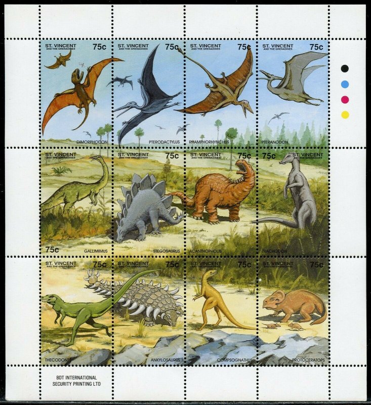 ST. VINCENT GRENADINES SCOTT#2047a DINOSAURS   SHEET MINT NH 