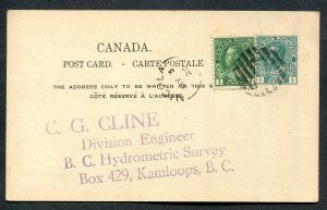 B.C. Split Ring Town Cancel Postal Stationery Postcard NICOLA