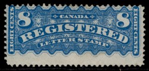 CANADA QV SG R8, 8c bright blue, LH MINT. Cat £450.