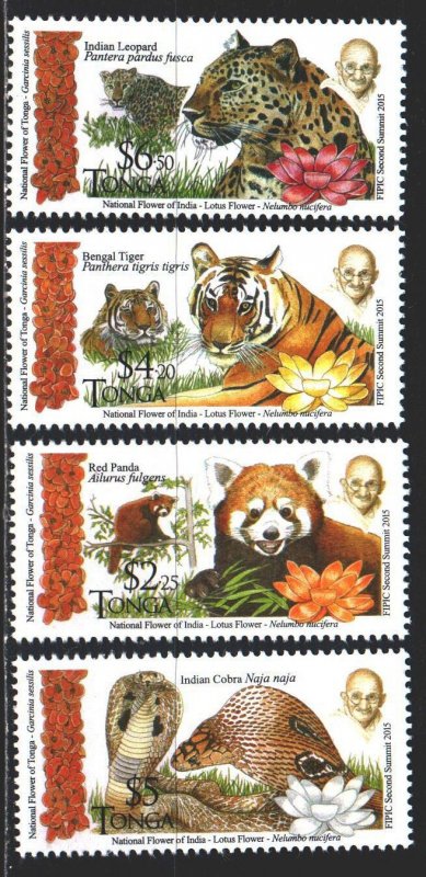 Tonga. 2016. 2074-77. Fauna, predators, Gandhi. MNH.