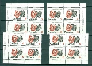 Canada. 1970. 4 Diff. Plate-Blocks. Mnh. Art. Bird. Northwest Territor. Sc# 480