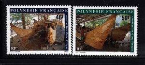 FRENCH POLYNESIA Sc 447-8 NH ISSUE OF 1986 - CANOE