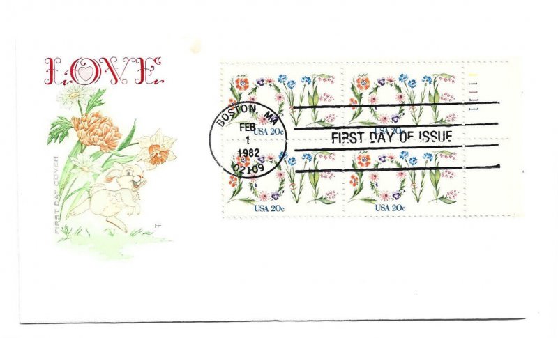 1951 Love Farnam, HF, plate block FDC