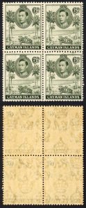 CAYMAN ISLANDS SG122 1938-48 6d olive-green perf 11.5x13 block of 4 U/M