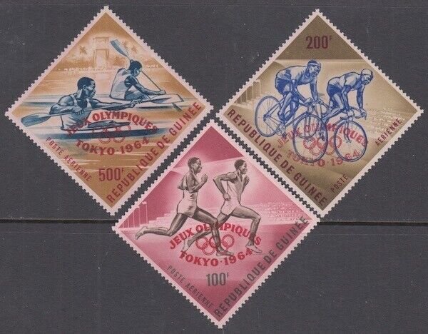 GUINEA Sc#C58-60 CPL MNH SET of 3 TOKYO 1964 SUMMER OLYMPICS OVERPRINTS