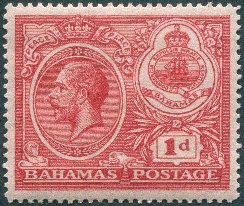 Bahamas 1920 1d carmine Peace SG107 unused