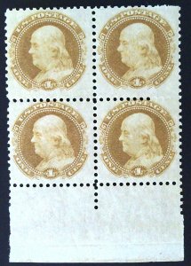 Scott #112-E4c - 1c Buff - Franklin - Block of 4 - DG - Essay
