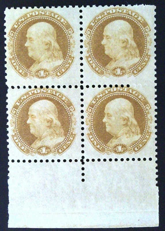 Scott #112-E4c - 1c Buff - Franklin - Block of 4 - DG - Essay