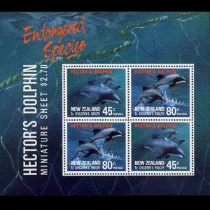 NEW ZEALAND 1991 - Scott# B140a S/S Dolphins LH