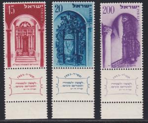 Israel # 75-77, Holy Arks, NH Tab Set, 1/2 Cat.