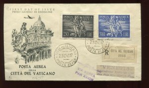 VATICAN CITY C16-C17 Archangel & Tobias Air Post Set on First Day Cover 28.12.48