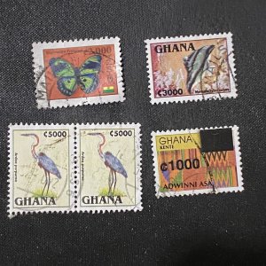 GHANA Scott 1835, 1839, 1840 1995 Tourism stamps Butterfly, Fish, Pelican, Birds