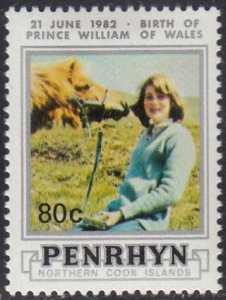 Penrhyn 1982 MH Sc #203a 80c Diana O/P Birth of Prince William 21 June 1982