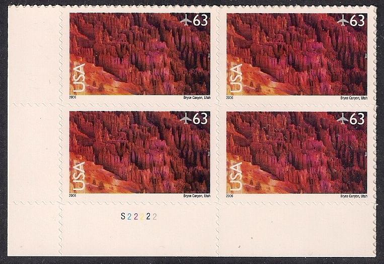 C139 63 cent Bryce Canyon, plate block mint OG NH XF