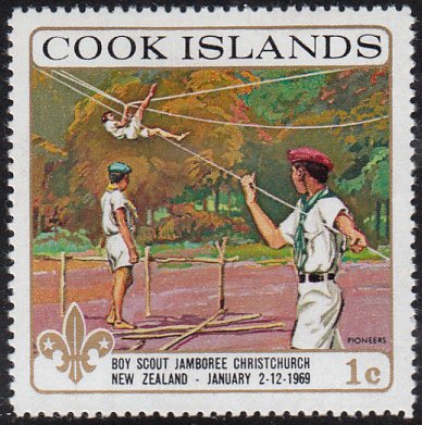 Cook Islands 1969 MH Sc #249 1c Scouts training on ropeway Jamboree