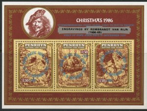 PENRHYN Sc#B23 1986 Christmas Rembrandt Art Souvenir Sheet OG Mint NH