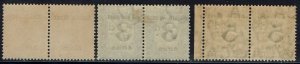 SOUTH WEST AFRICA 1923 POSTAGE DUE ½D 3D AND 5D PAIRS SETTING V 12MM SPACING 