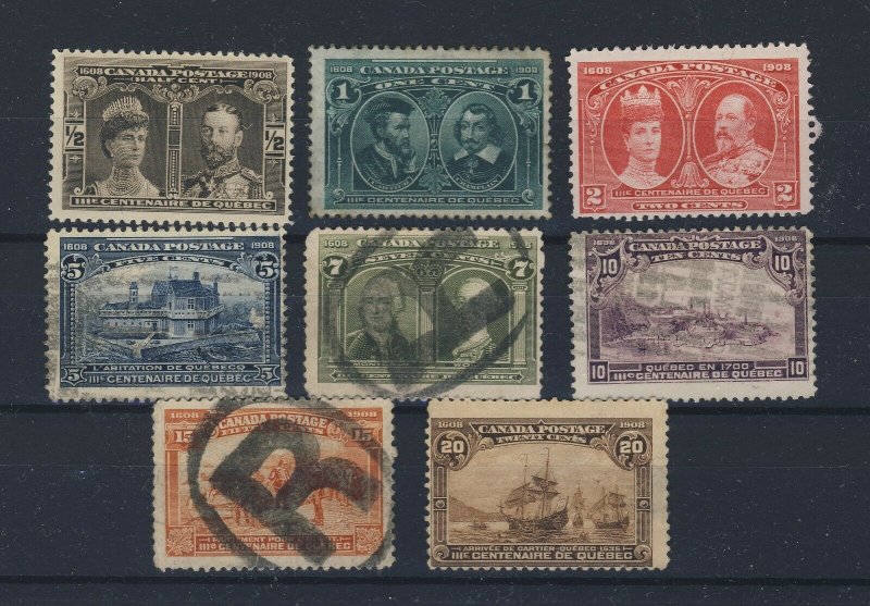 8x 1908 Quebec Mint stamps #96-1/2c To #103-20c Guide Value = $515.00