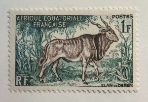 French Equatorial Africa 1957 Scott 195 MNH - 1fr,  Giant Eland