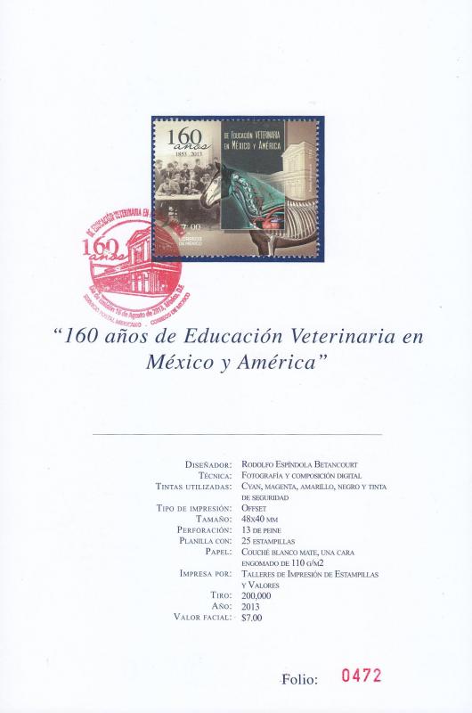 RG)2013 MEXICO, HORSE,160 YEARS OF VETERINARY EDUCATION IN M