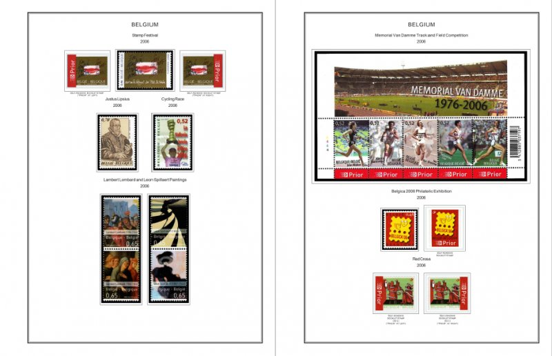 COLOR PRINTED BELGIUM 2000-2010 STAMP ALBUM PAGES (155 illustrated pages)