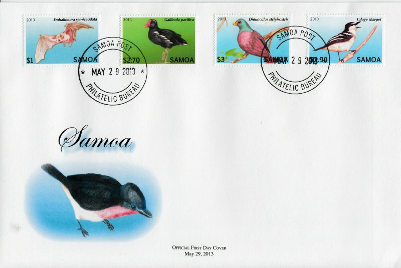 Samoa 2013 FDC Threatened Species Definitive 12v Set on 3 Covers Birds Bats