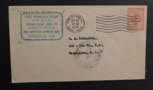 1928 Canal Zone First CAM Flight Airmail Cover Cristobal to Washington DC Pan Am