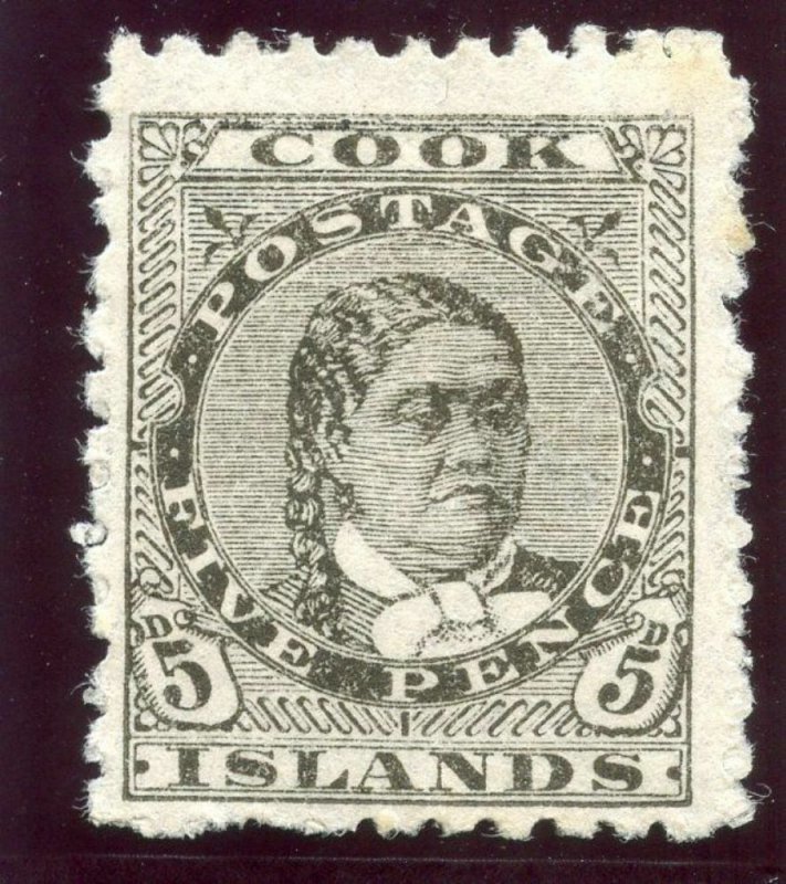 Cook Islands 1902 KEVII 5d olive-black MLH. SG 33. Sc 35.