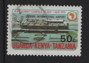 Kenya, Uganda, & Tanzania #308 used 1975 OUA 50c Entebbe airport