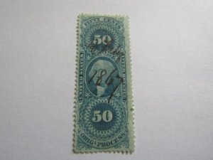 US Stamps,REVENUE STAMP Scott #R60c 50C ORIGINAL PROCESS PERF, 1862-71 used,