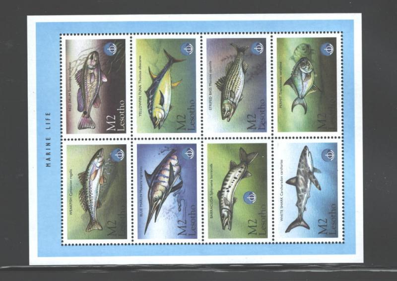 LESOTHO 1998 MARINE LIFE - FISH #1144a-h  MNH